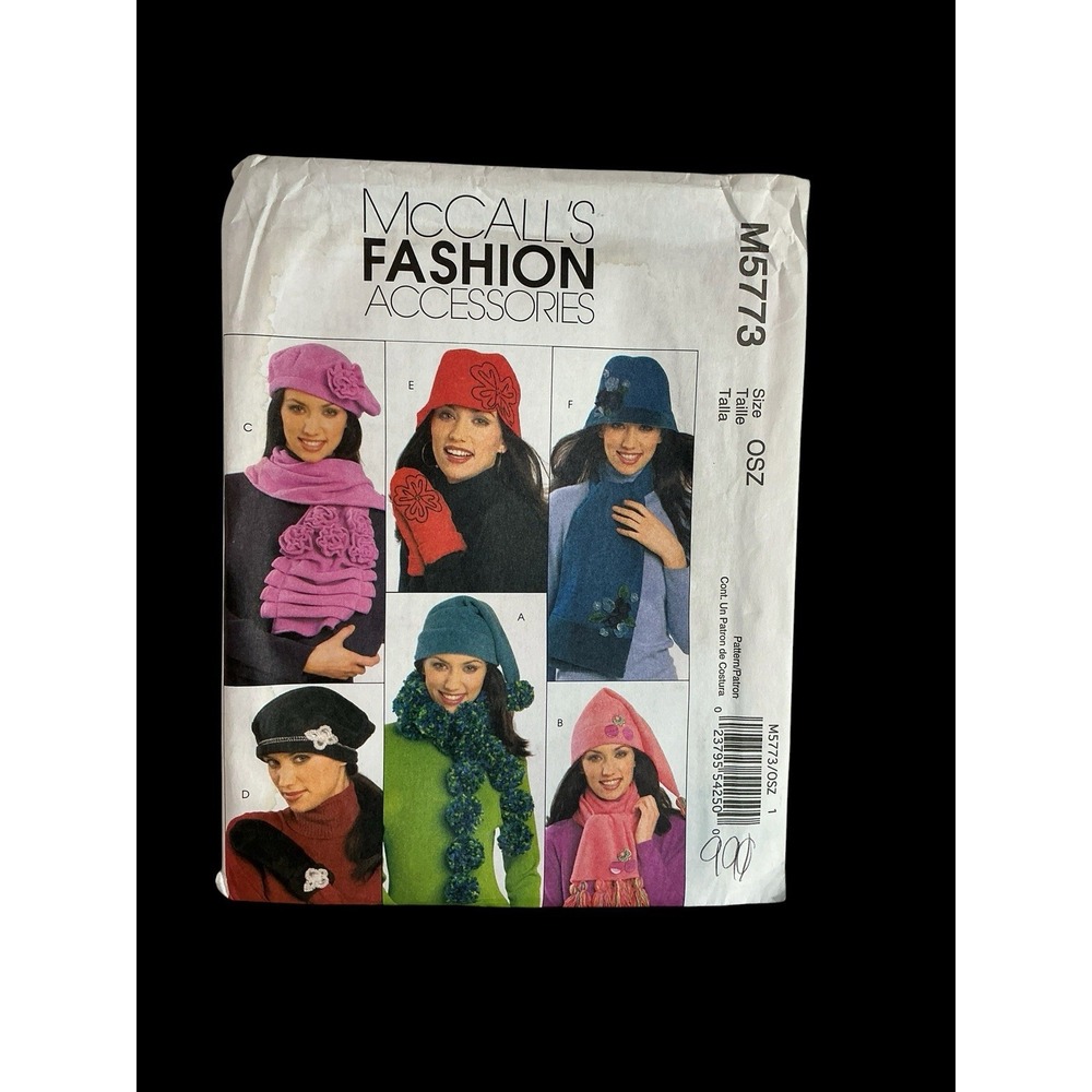 McCall's Fashion Accessories Pattern  #M5773 Misses Hats,Scarves,&Mittens/uncut